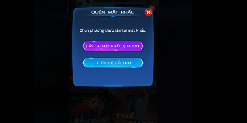 Cài lại mật khẩu mới tại cổng game